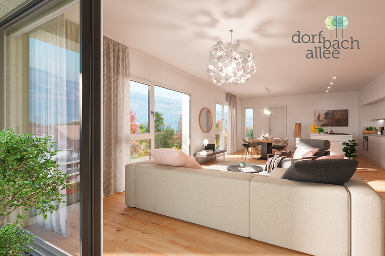 Visualisierung Wohnraum Dorfbachallee Nottwil